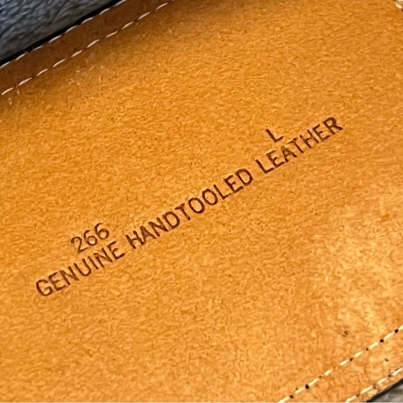 3D Belt Co wide leather and cowhide belt. Belt adjusts 36” to 40” x 4” wide. - Picture 4 of 7